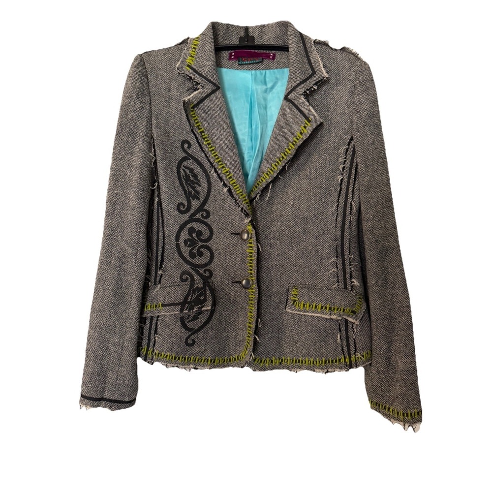 Spy Zone Exchange Wool Blend‎ Boho Distressed Grunge Blazer Jacket